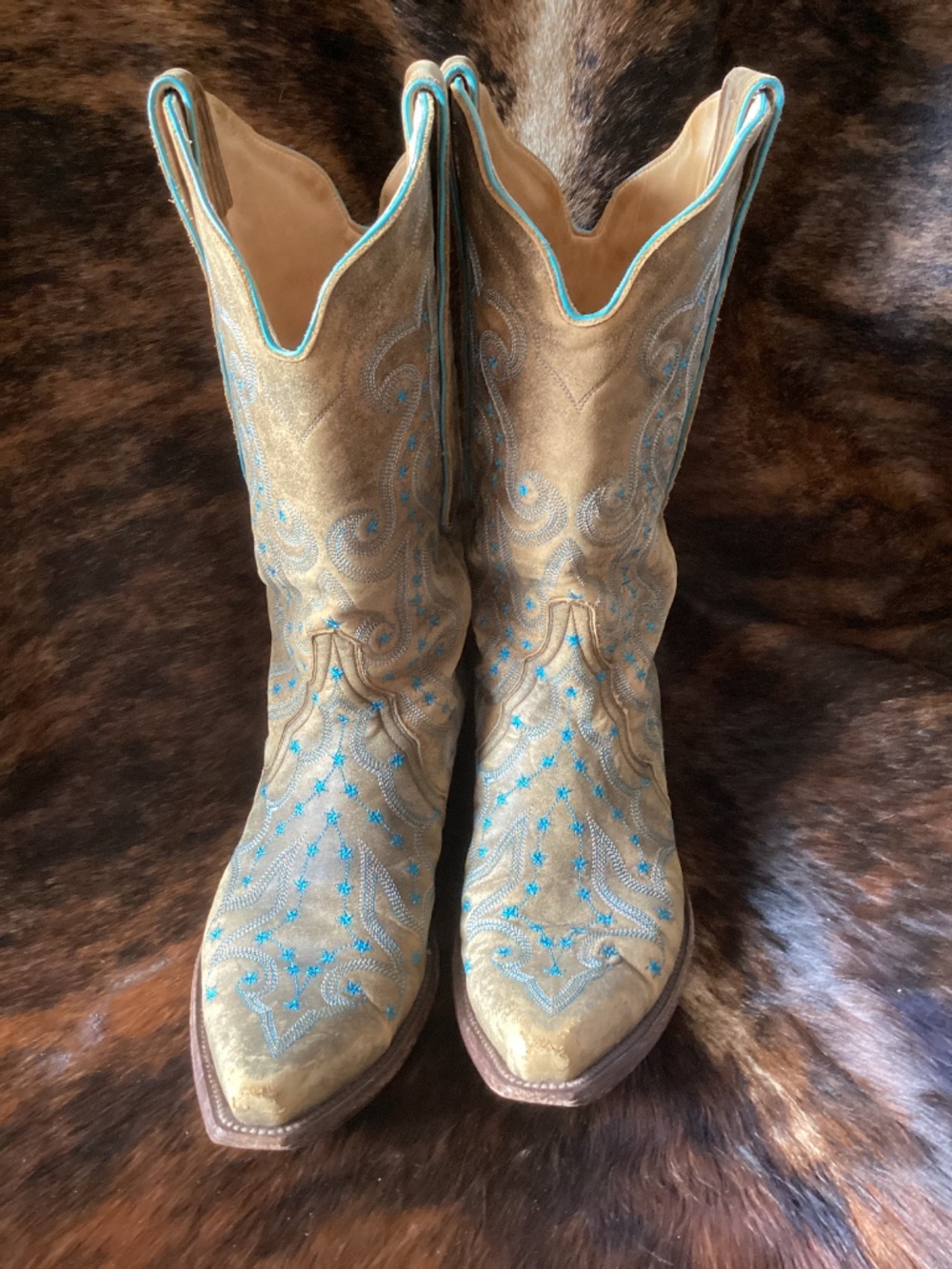 Old Gringo Outstanding Unique Small Blue Star Detailed Distressed Cowgirl Boots - Picture 14 of 16